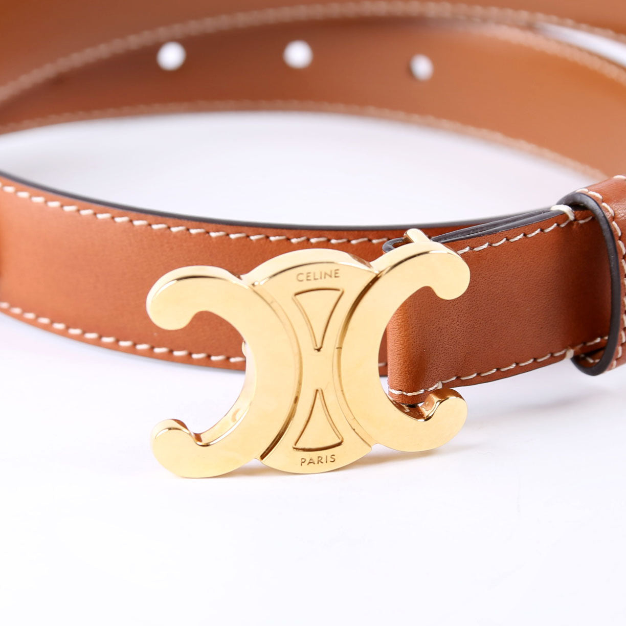 Triomphe Medium Taurillion Leather Belt Size 70 Brown