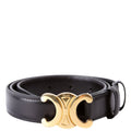 Triomphe Medium Taurillion Leather Belt Size 80 Black