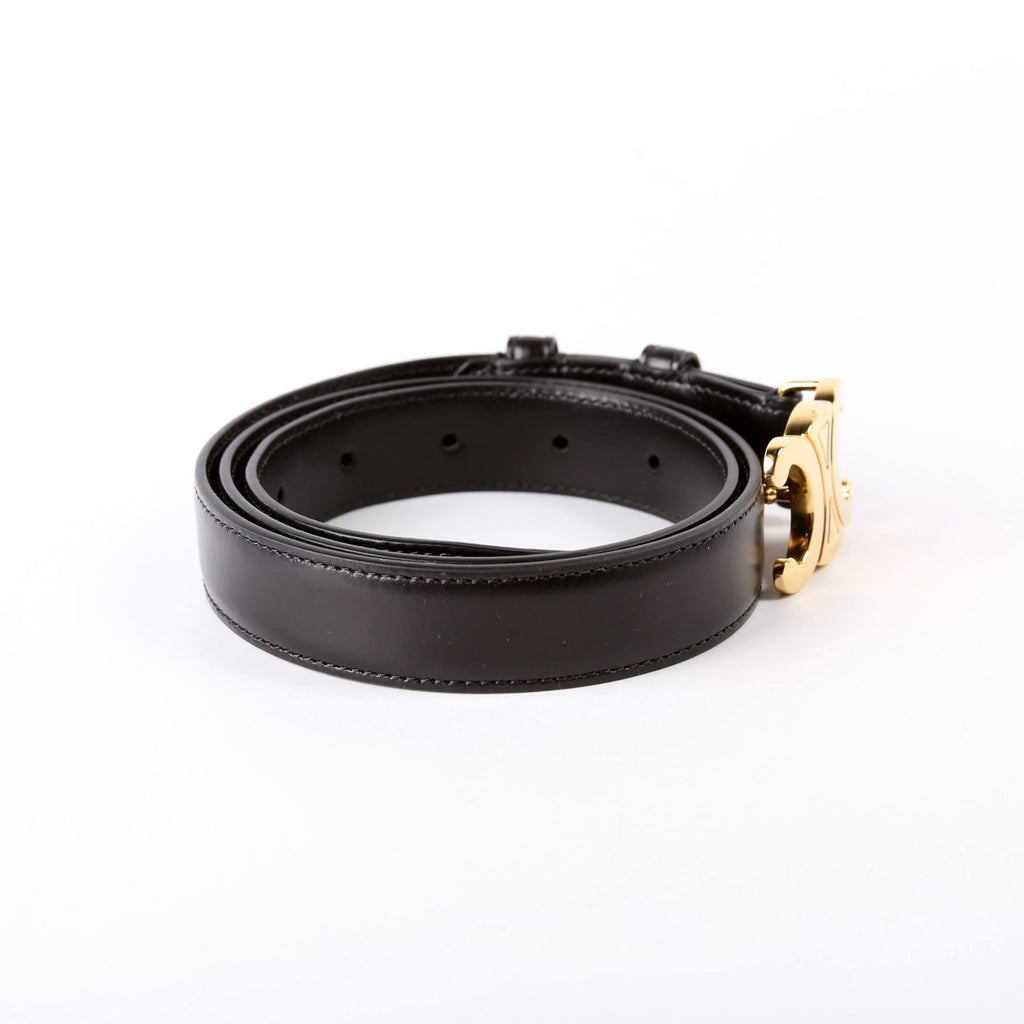 Triomphe Medium Taurillion Leather Belt Size 80 Black