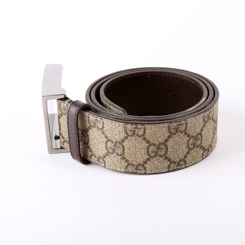 114990 GG Supreme Square Buckle Belt Size 80/32 Brown