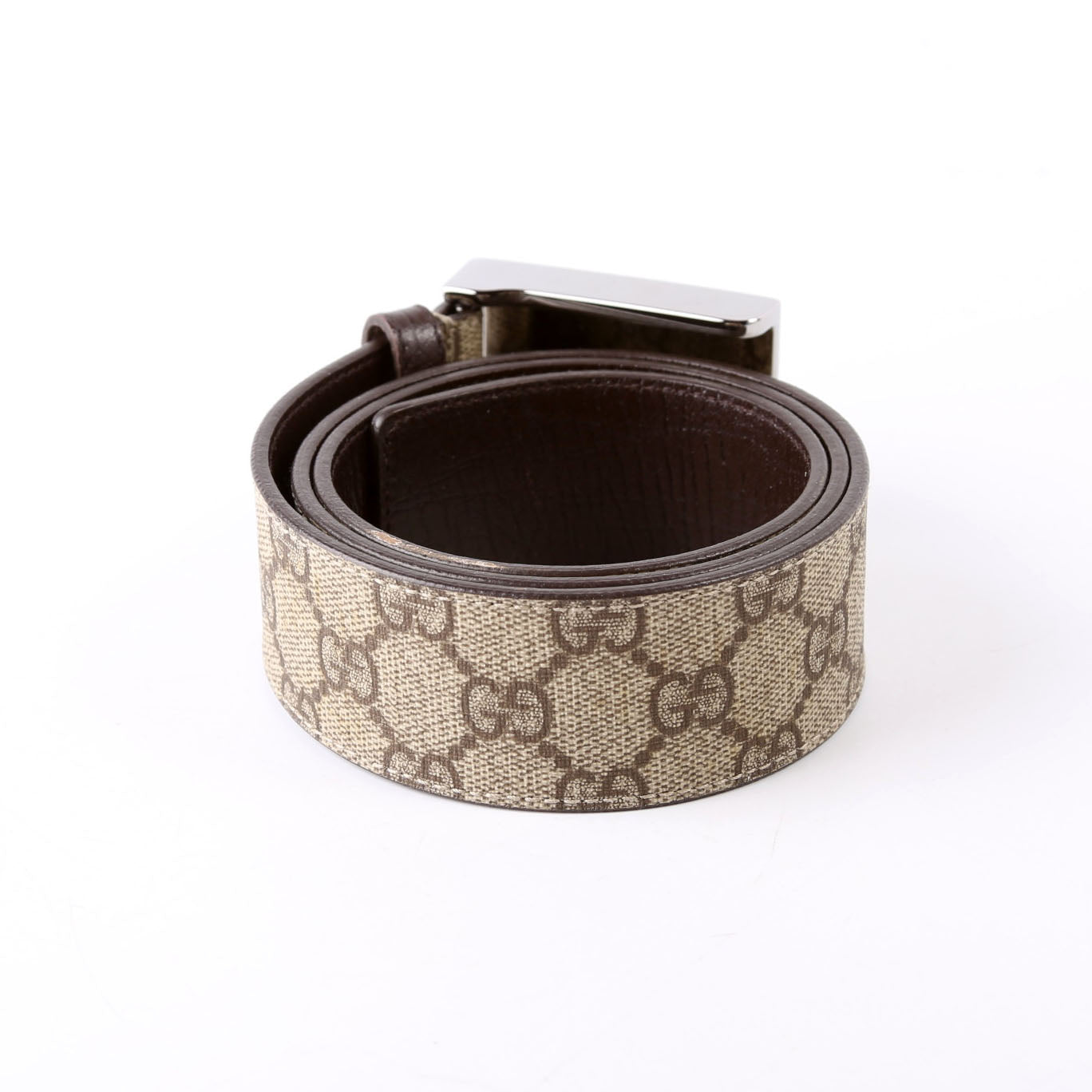 114990 GG Supreme Square Buckle Belt Size 80/32 Brown