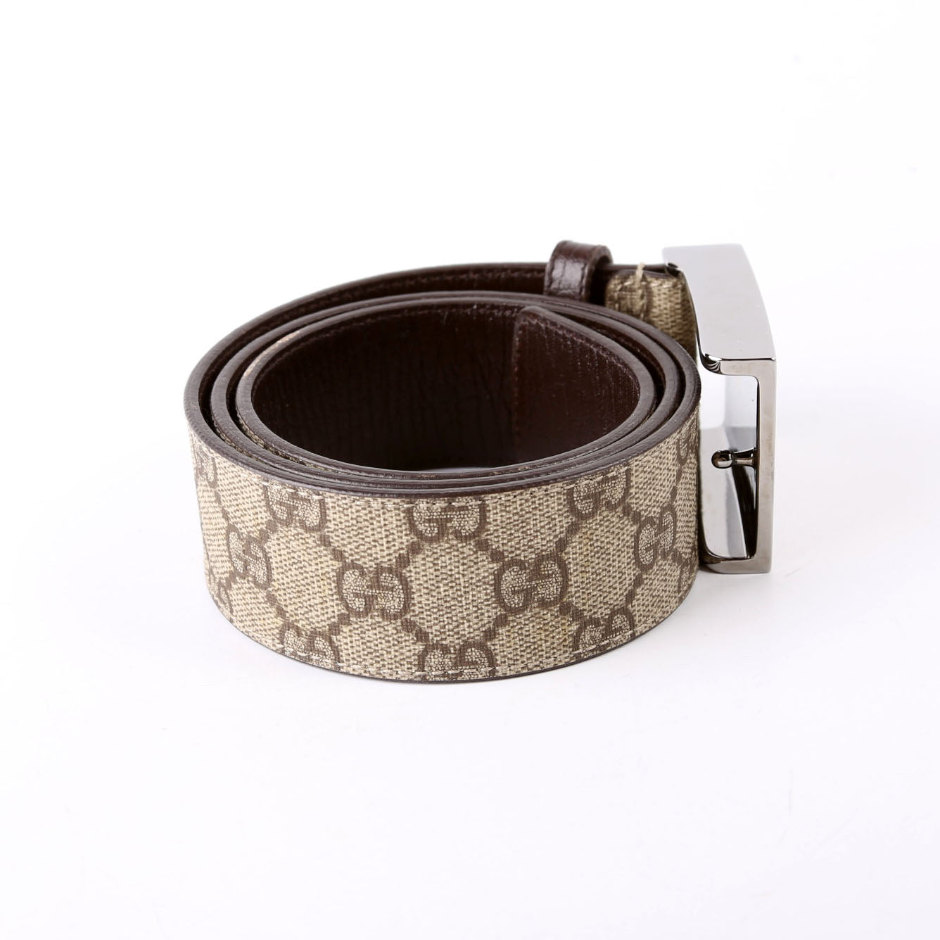 114990 GG Supreme Square Buckle Belt Size 80/32 Brown