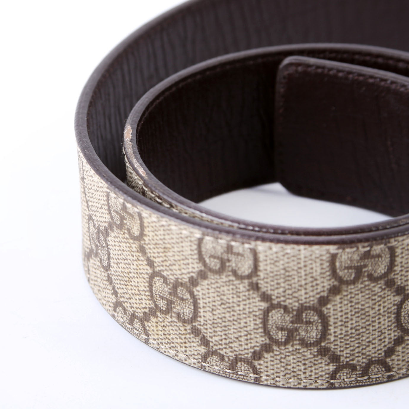 114990 GG Supreme Square Buckle Belt Size 80/32 Brown