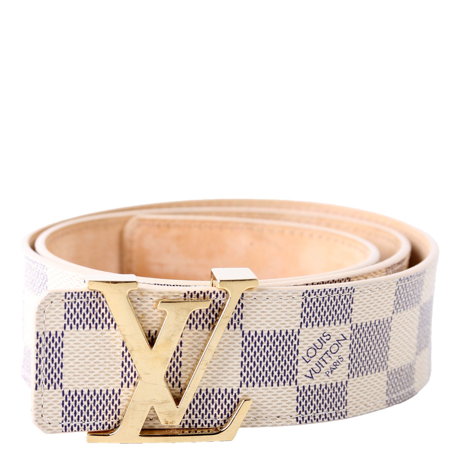 LV Initiales 40MM Reversible Belt Leather/Damier Azur Size 80/32
