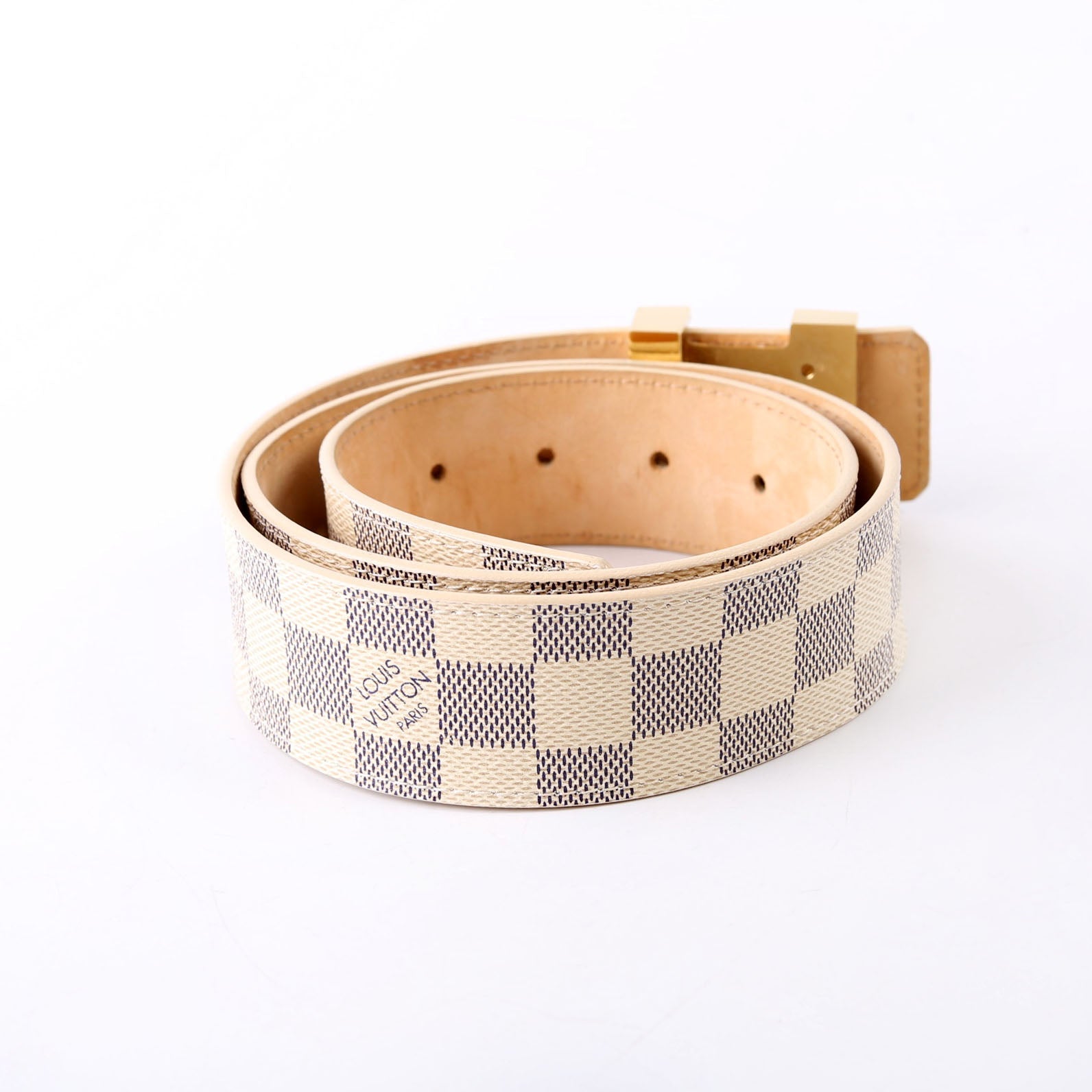 LV Initiales 40MM Reversible Belt Leather/Damier Azur Size 80/32