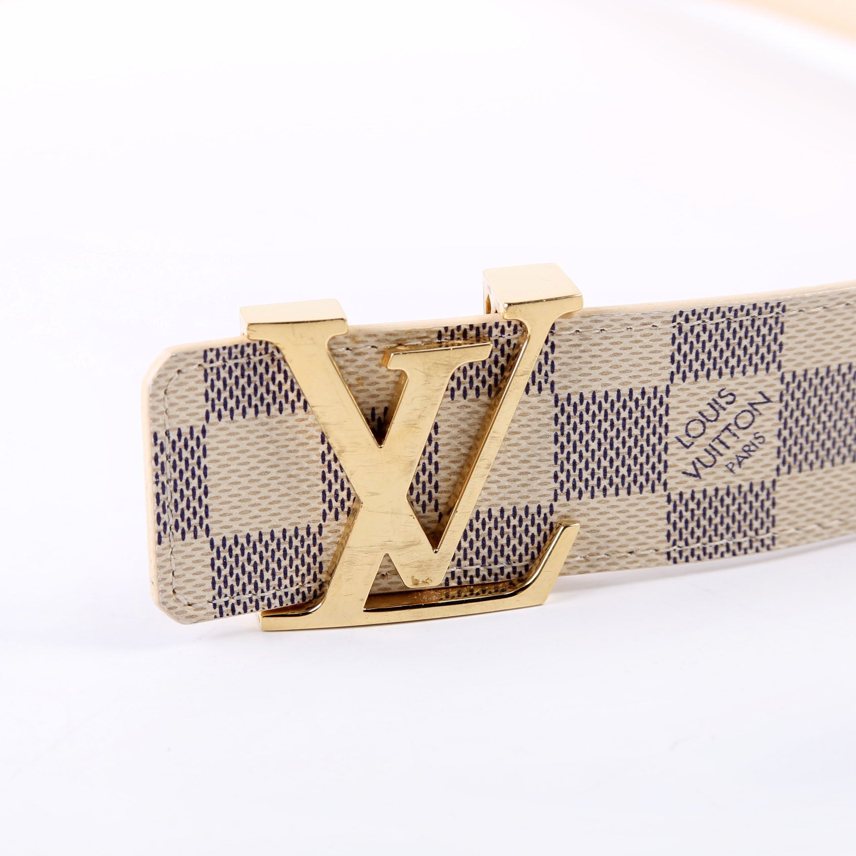LV Initiales 40MM Reversible Belt Leather/Damier Azur Size 80/32
