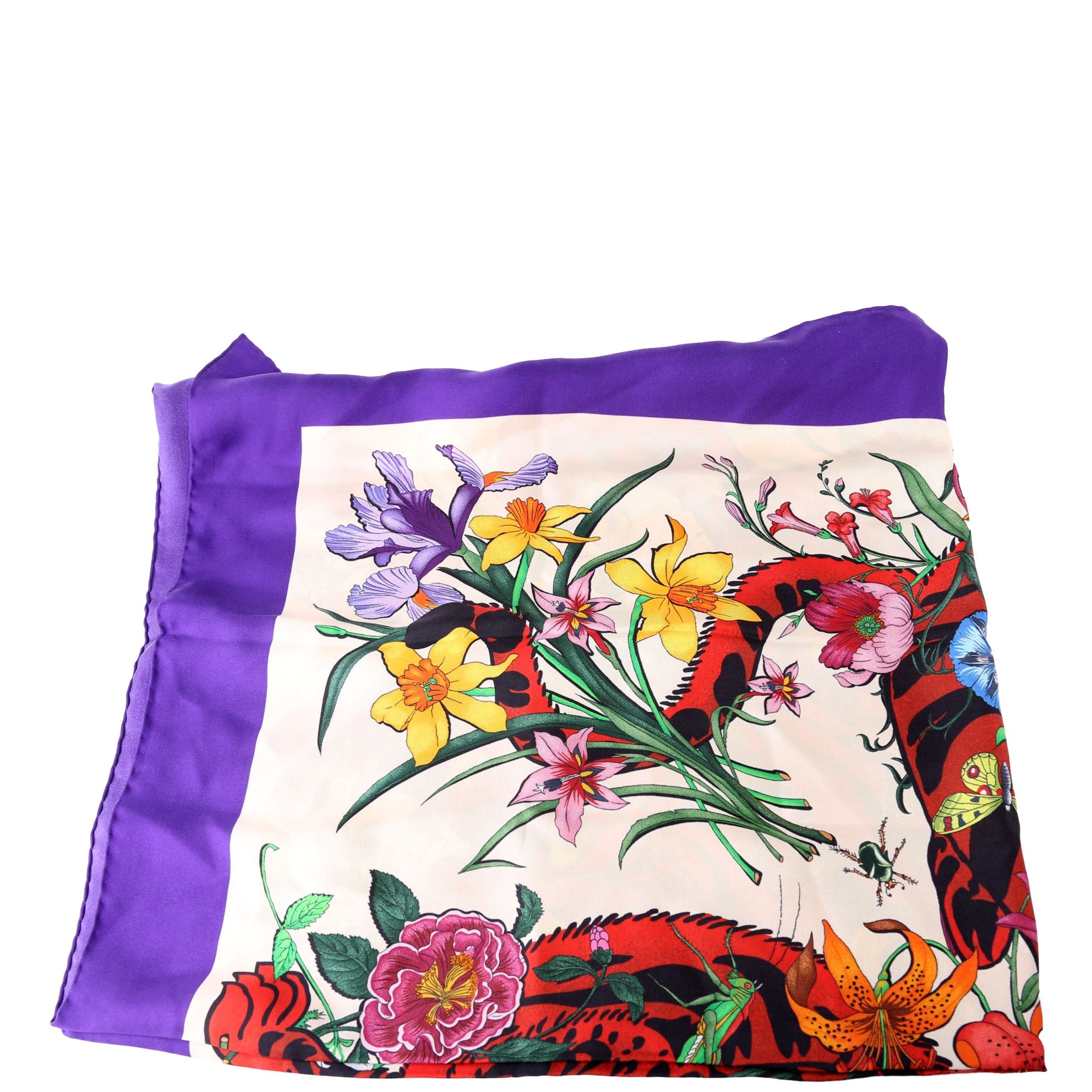 Flora Tiger Silk Scarf 90cm Multicolor