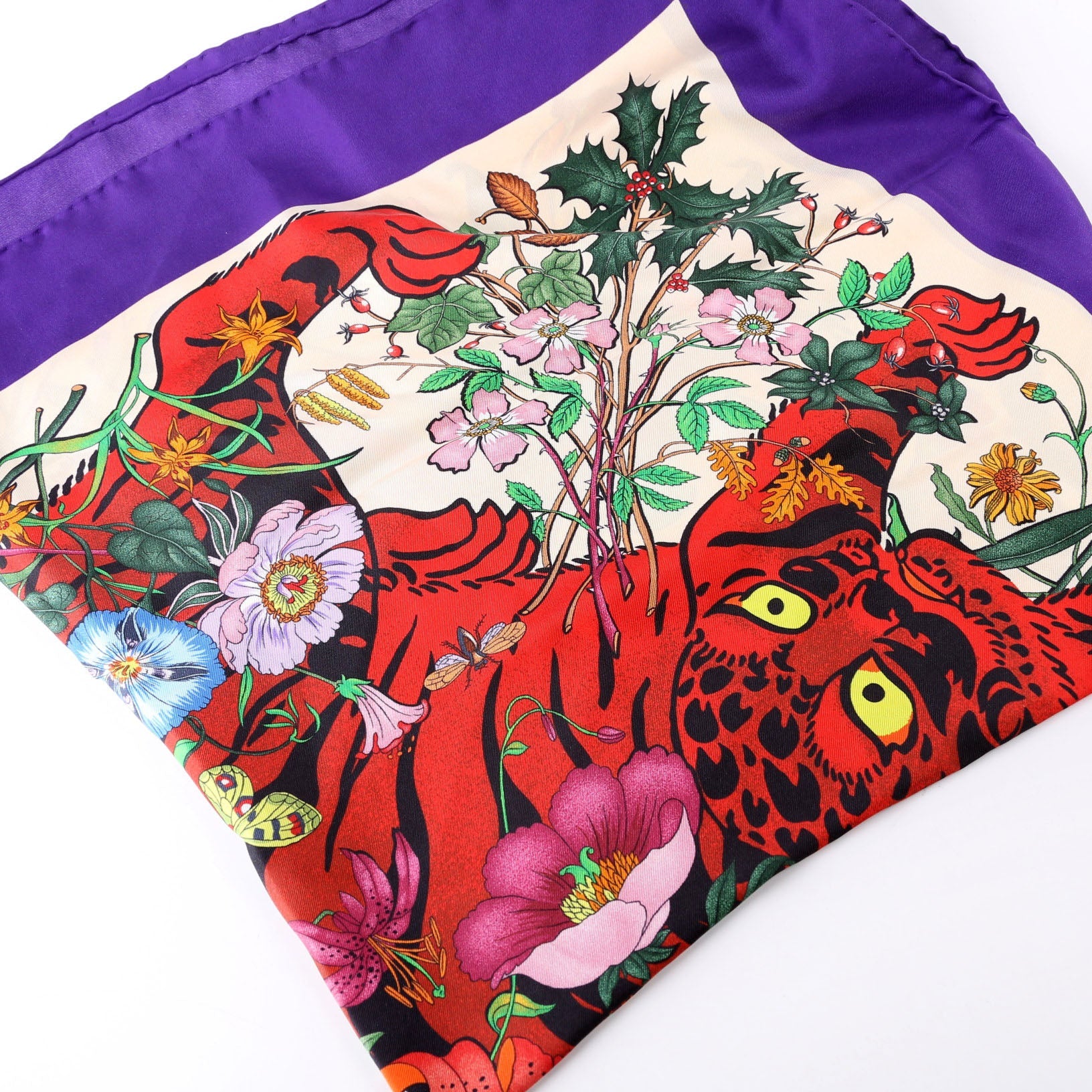 Flora Tiger Silk Scarf 90cm Multicolor