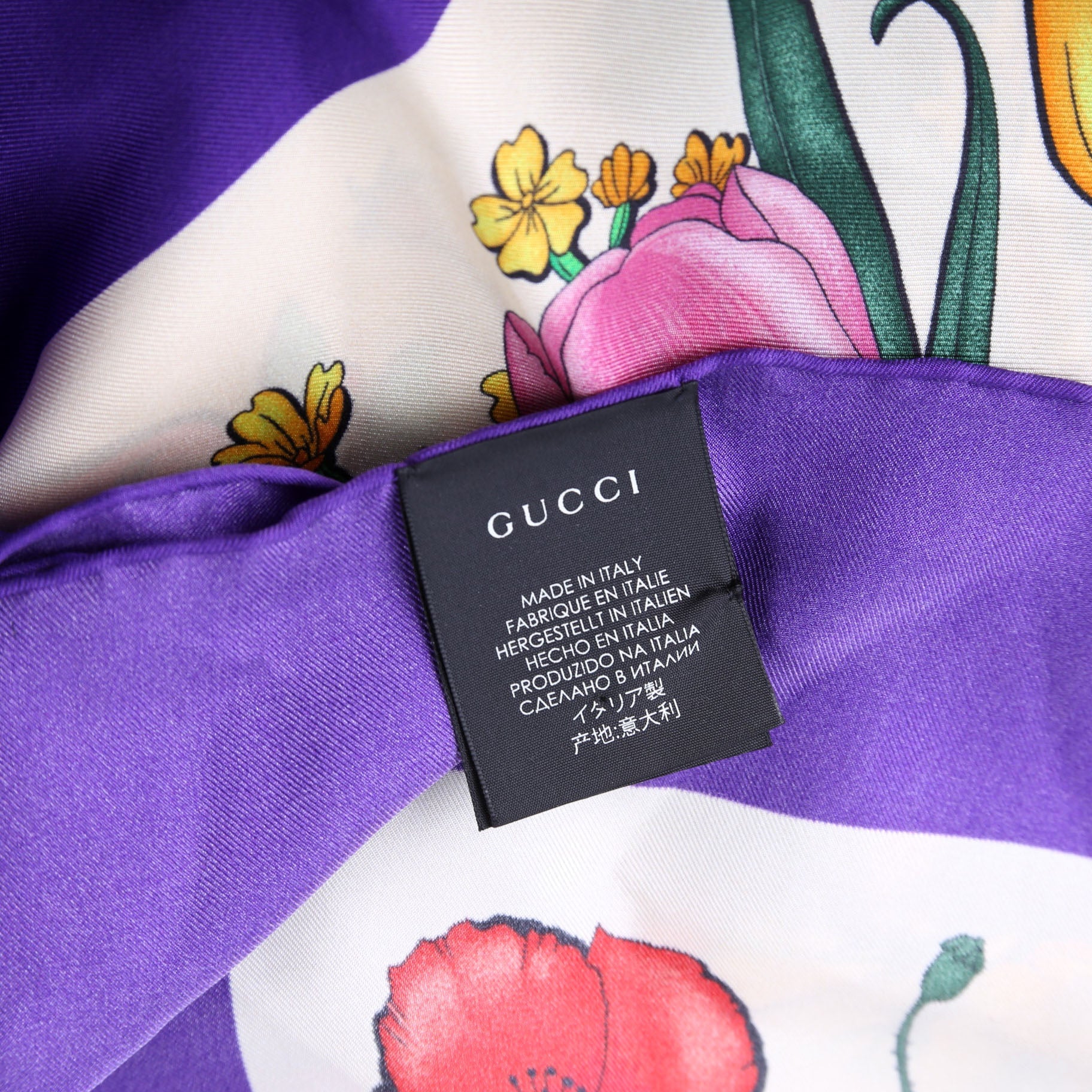 Flora Tiger Silk Scarf 90cm Multicolor