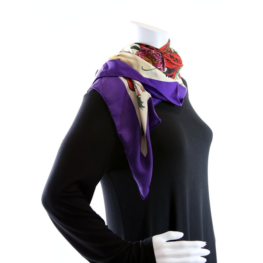 Flora Tiger Silk Scarf 90cm Multicolor