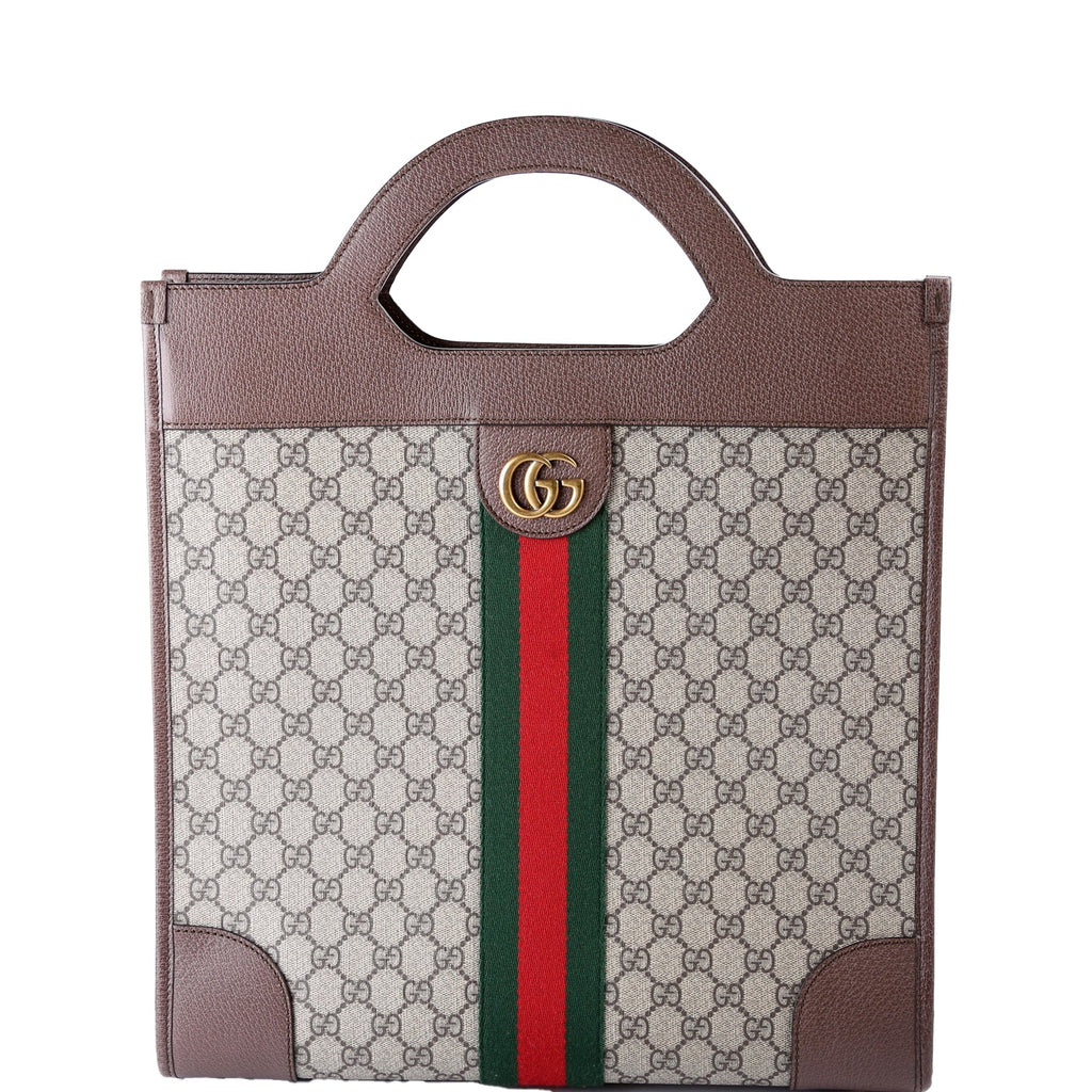 547941 GG Supreme Ophidia Top Handle Tote Medium Brown