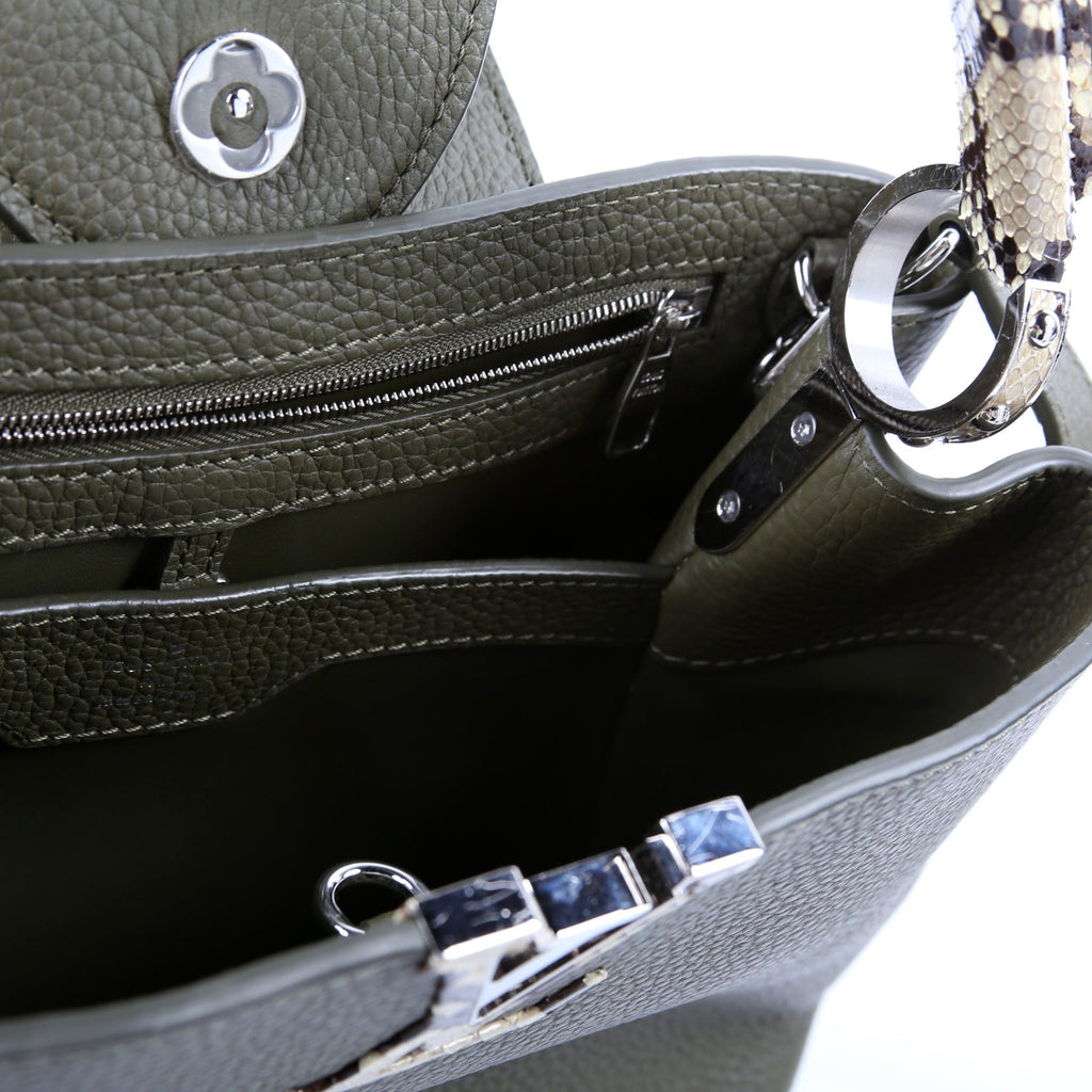 Capucines PM Taurillon/Python Green