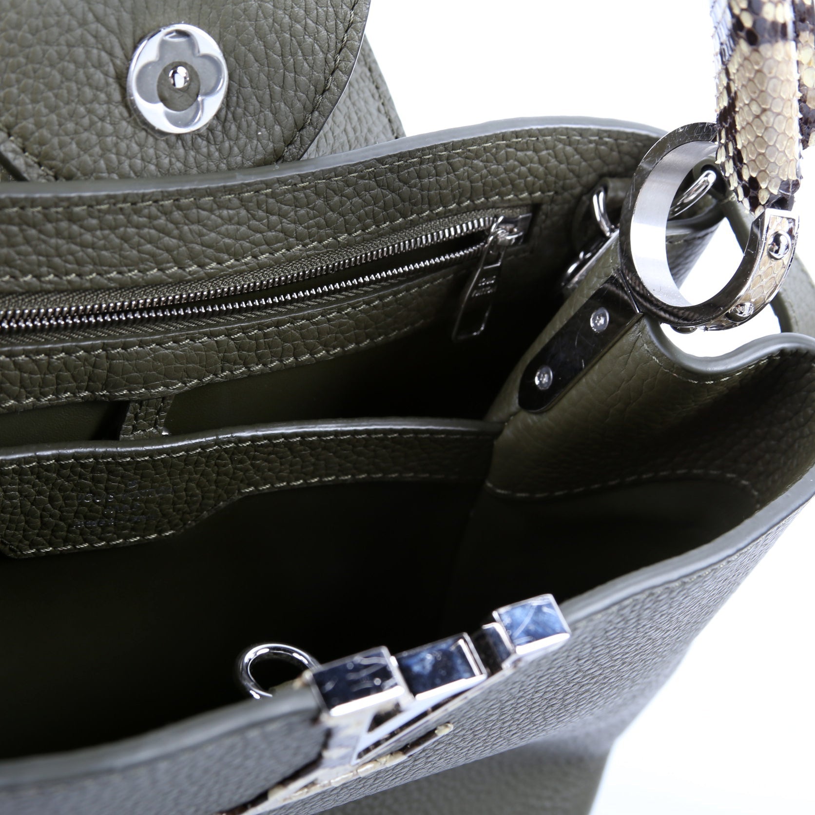 Capucines PM Taurillon/Python Green