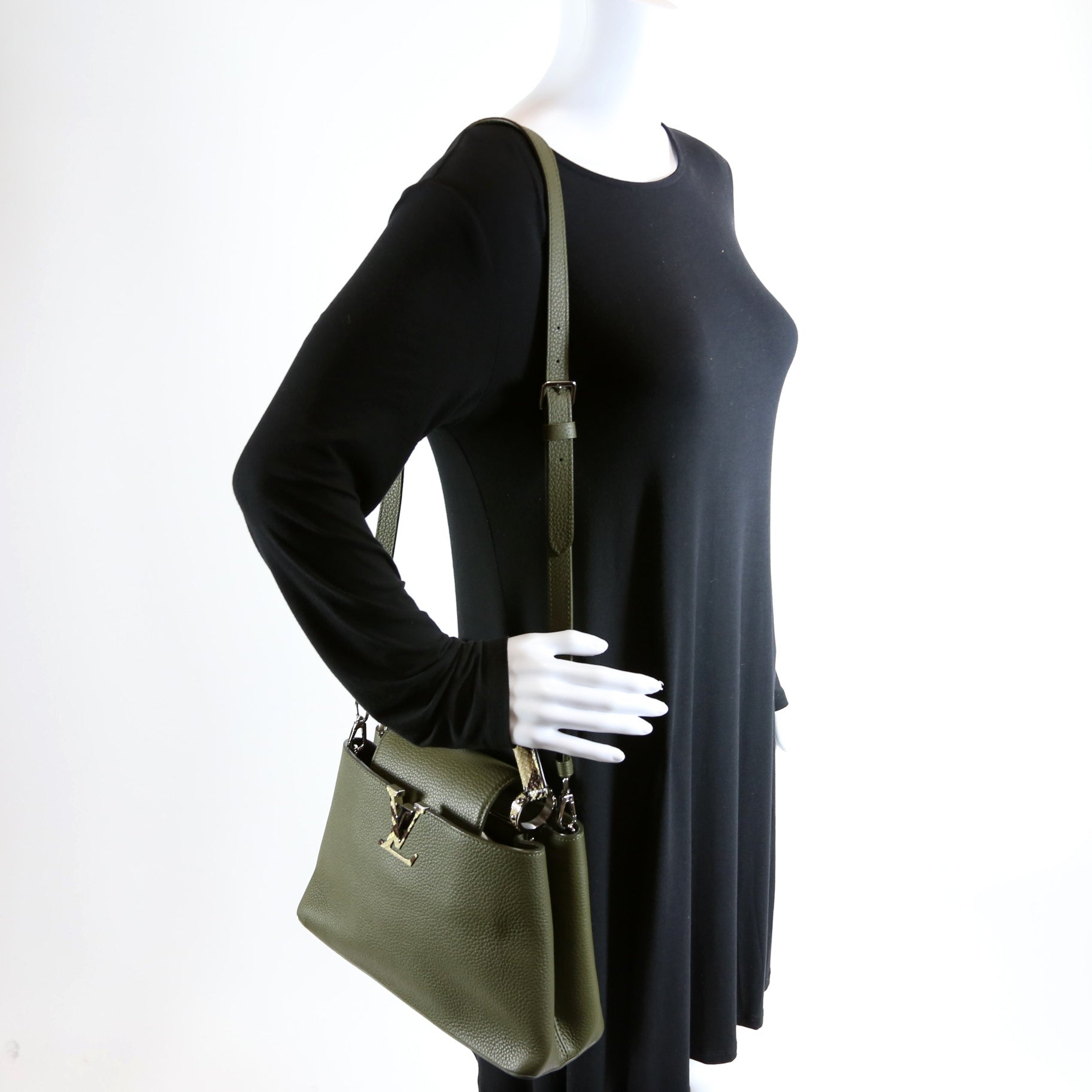 Capucines PM Taurillon/Python Green
