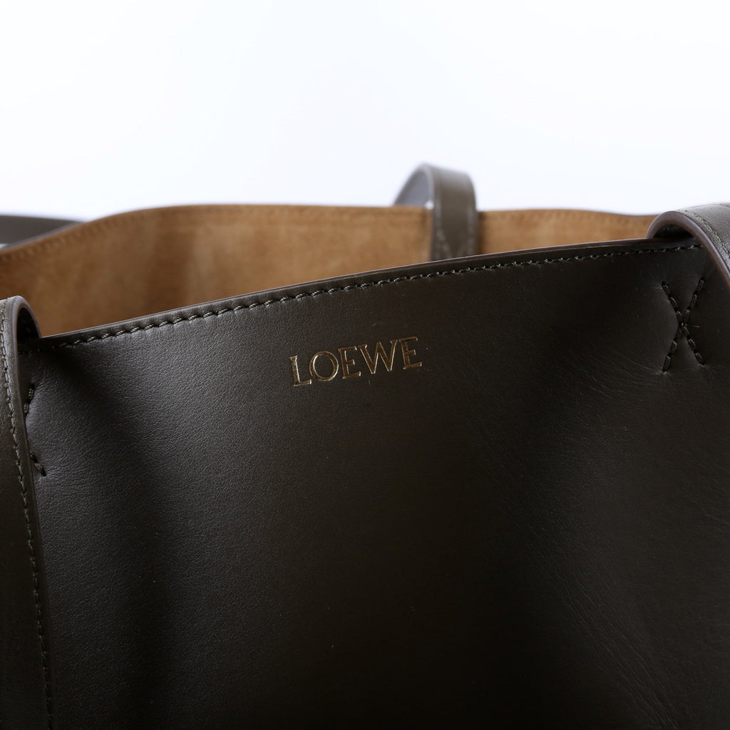 Puzzle Fold Tote Medium Shiny Calfskin Green