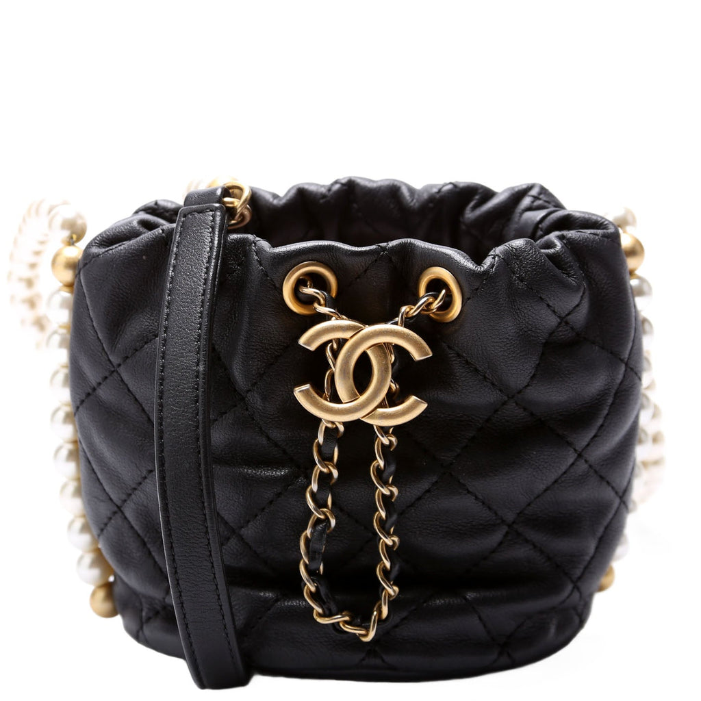 About Pearls Bucket Bag Mini Calfskin 31M Black