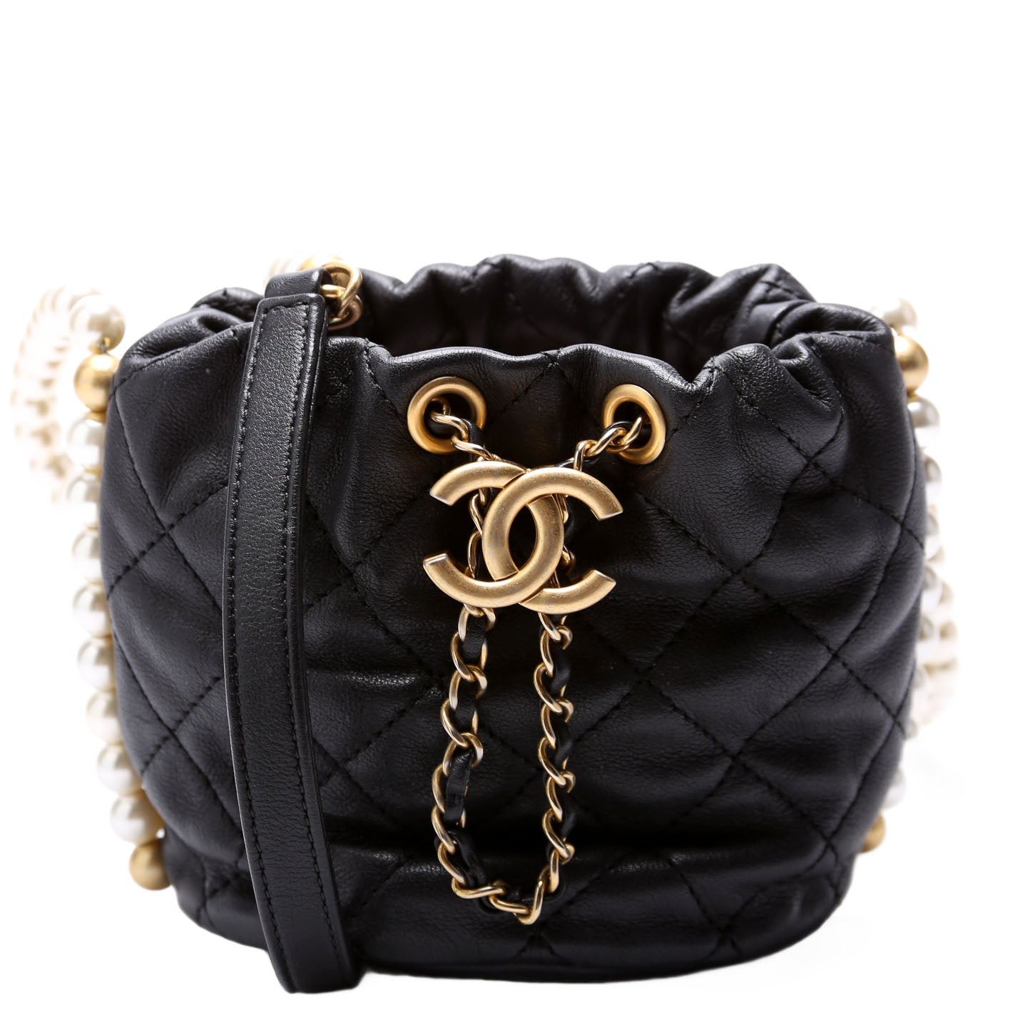 About Pearls Bucket Bag Mini Calfskin 31M Black