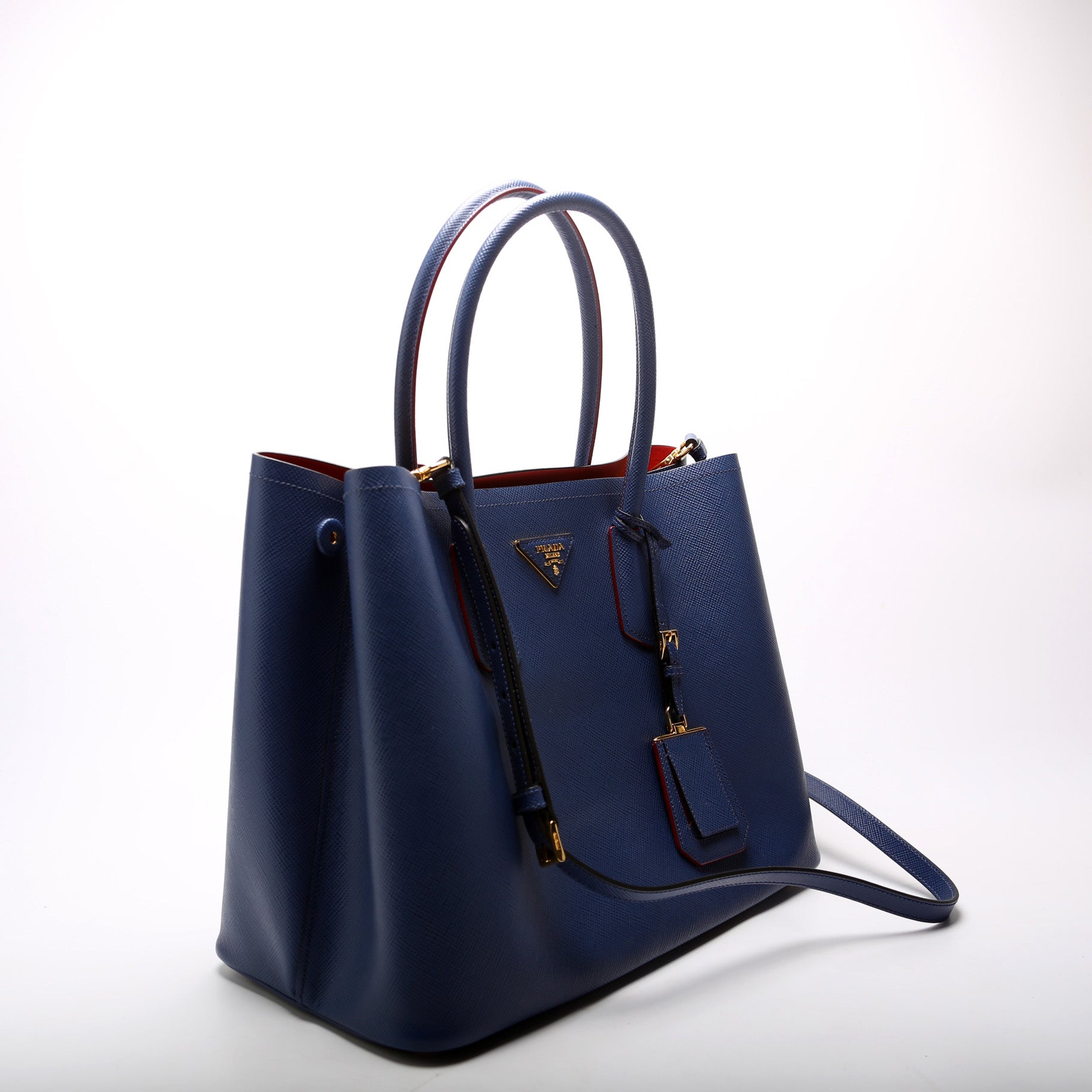 Saffiano Cuir Double Large Blue
