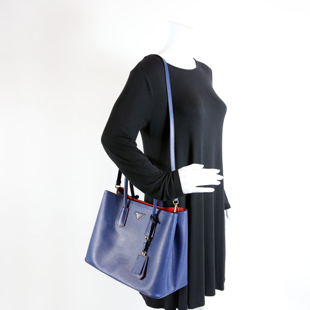Saffiano Cuir Double Large Blue