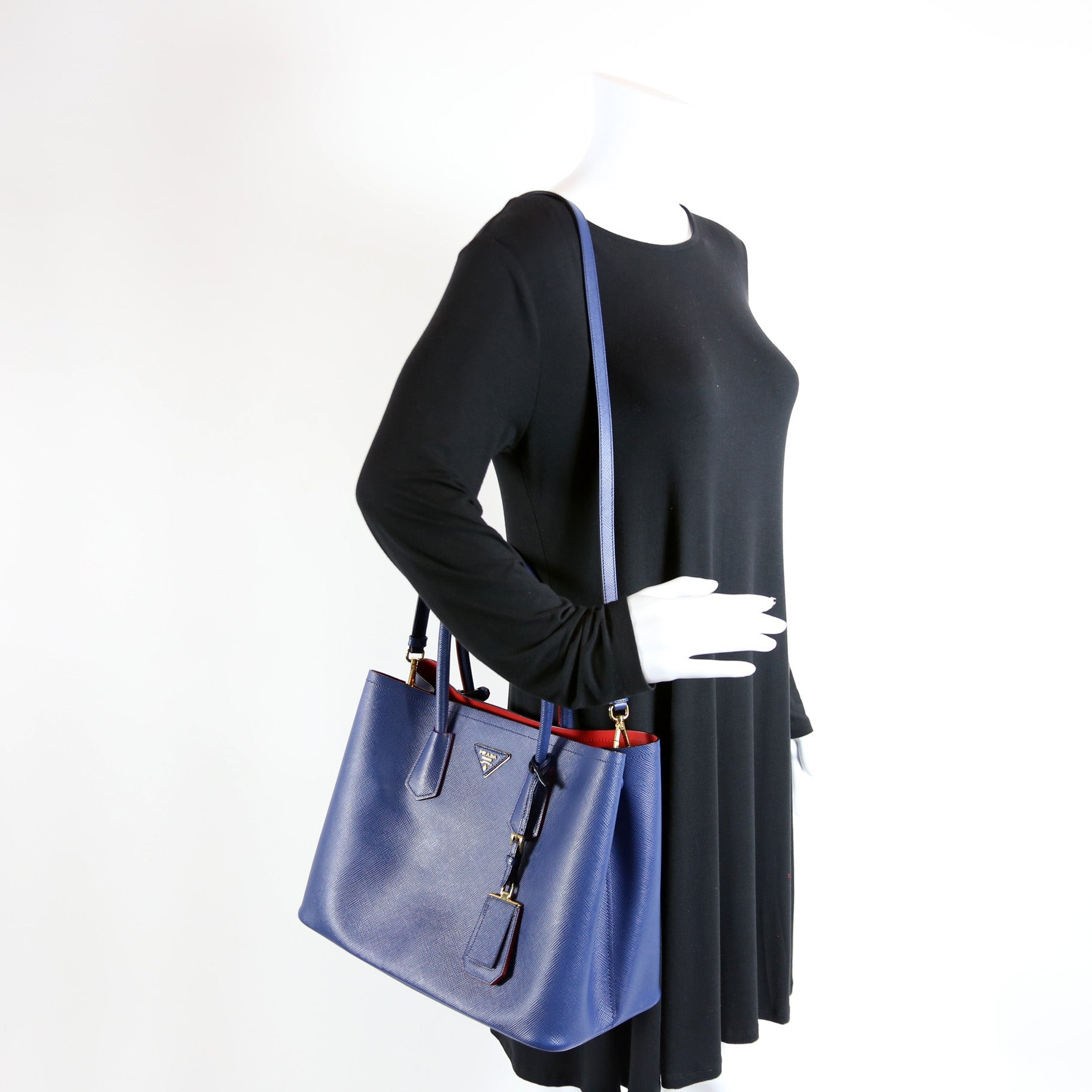 Saffiano Cuir Double Large Blue