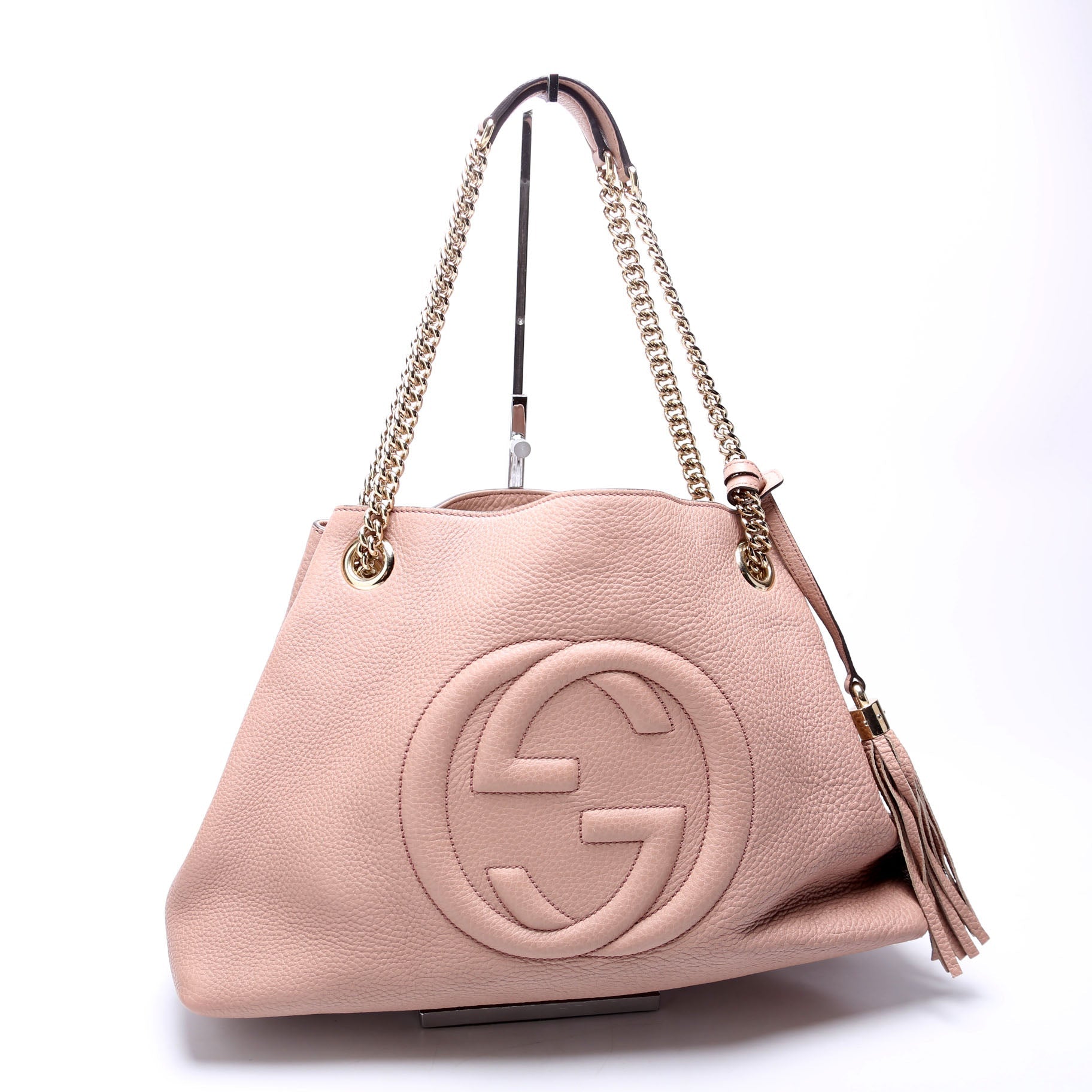 308982 Soho Leather Shoulder Medium Beige