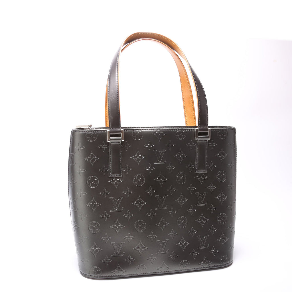 Stockton Monogram Matte Leather Silver
