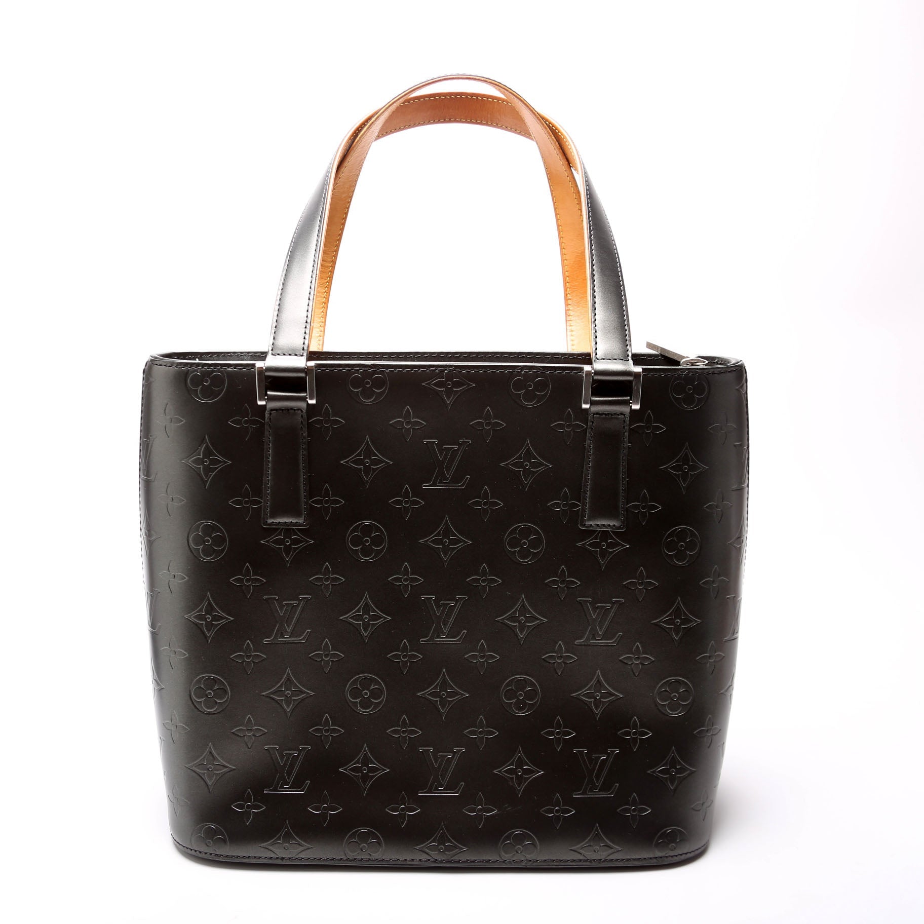 Stockton Monogram Matte Leather Silver