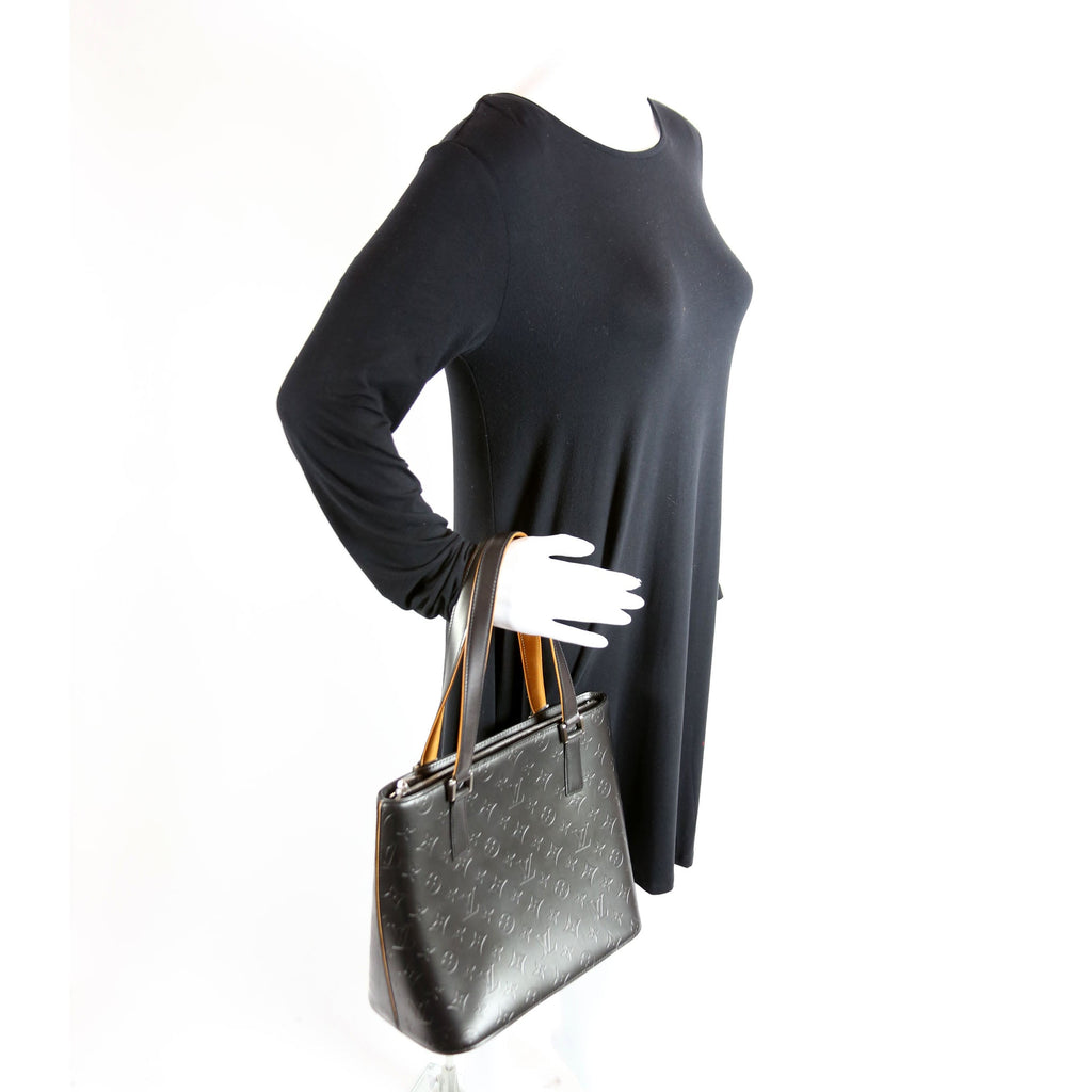 Stockton Monogram Matte Leather Silver