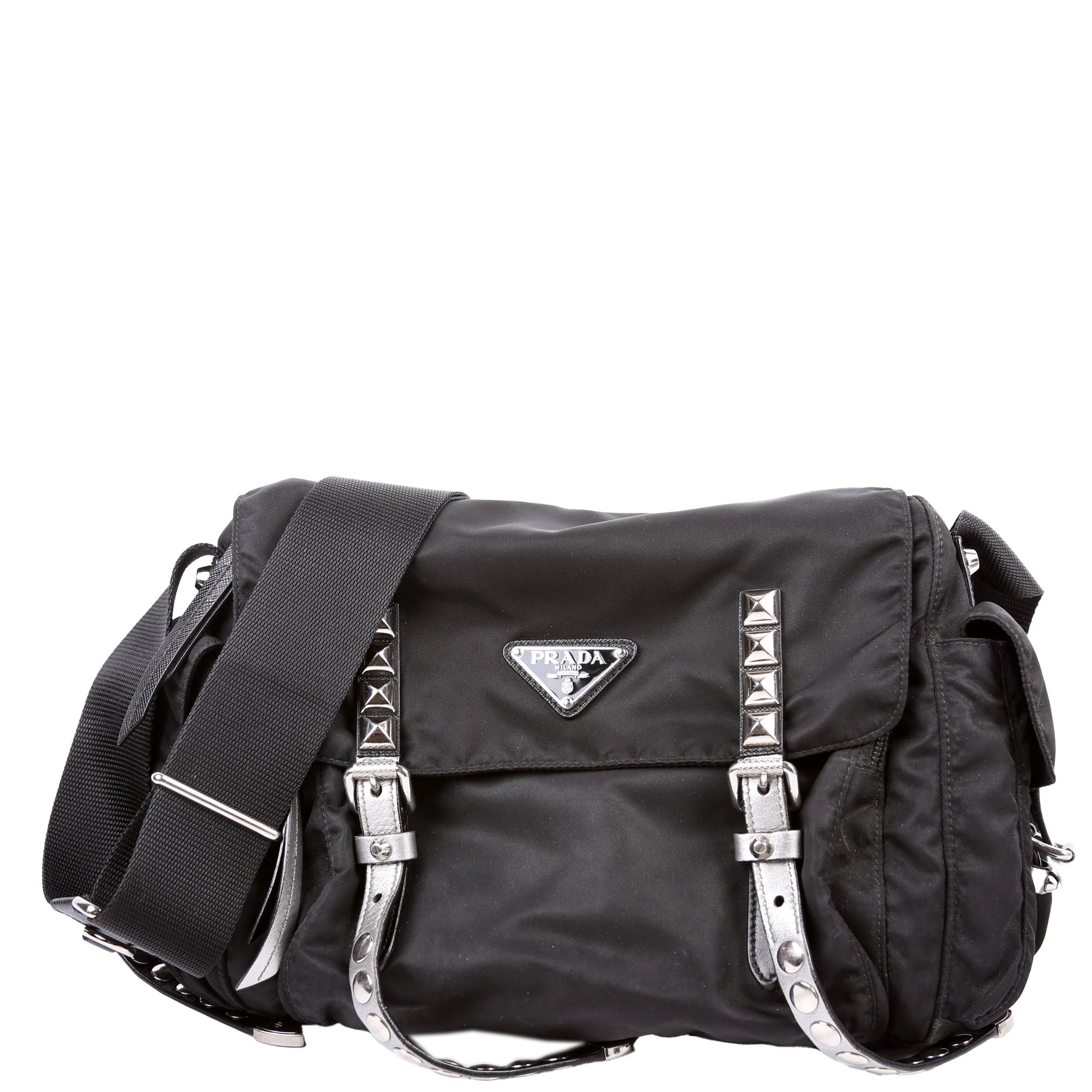 New Velanylon Studded Messenger Black
