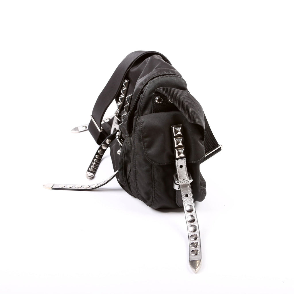 New Velanylon Studded Messenger Black