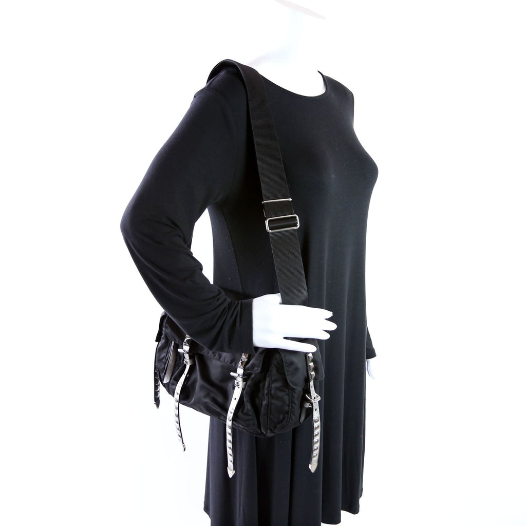 New Velanylon Studded Messenger Black