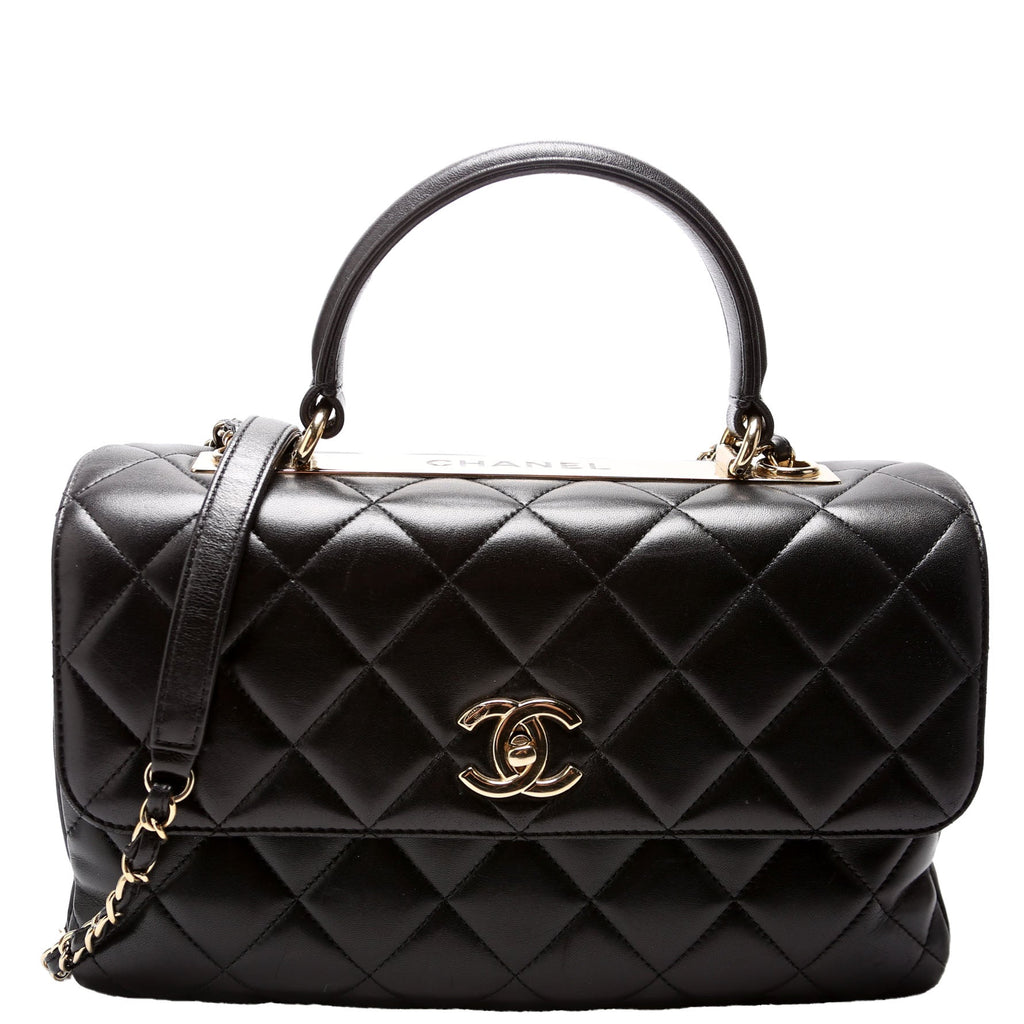 Trendy Top Handle Medium Lambskin 24M Black