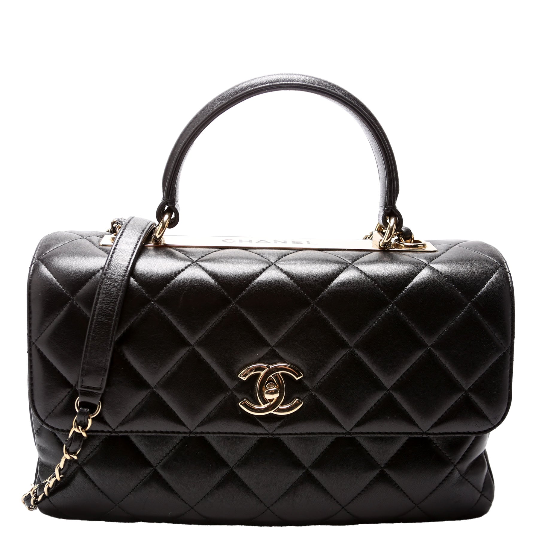 Trendy Top Handle Medium Lambskin 24M Black