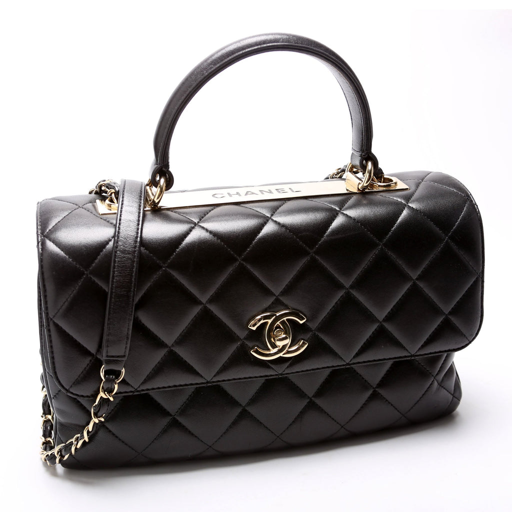 Trendy Top Handle Medium Lambskin 24M Black