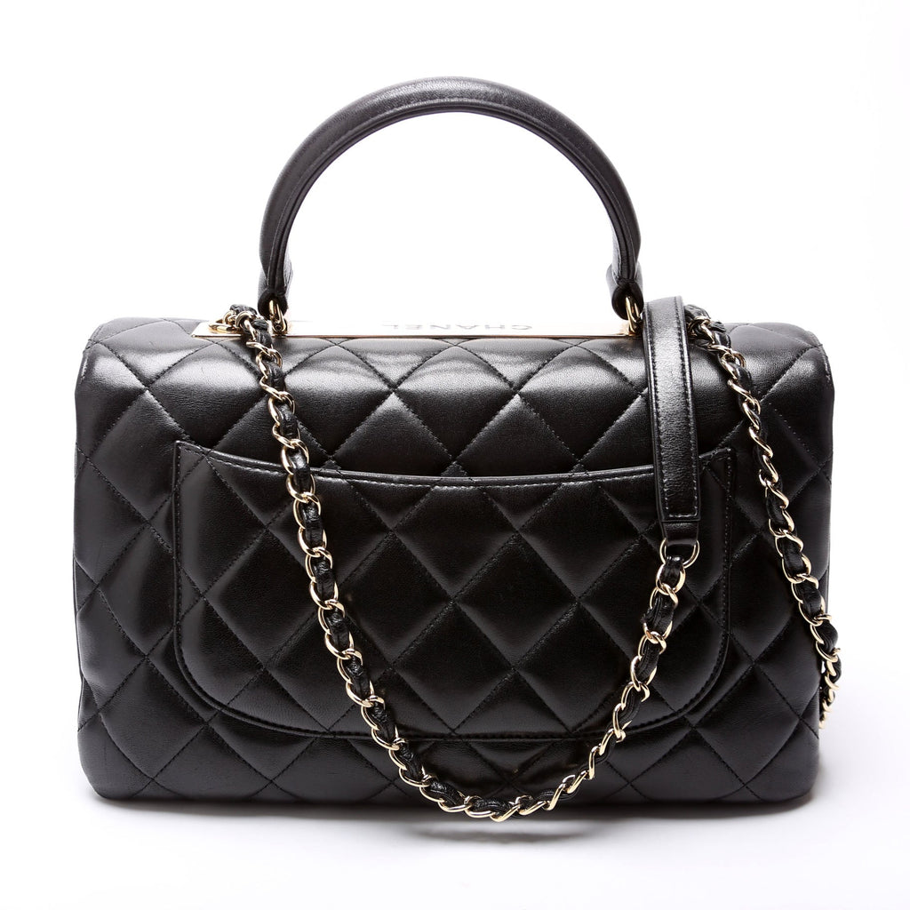 Trendy Top Handle Medium Lambskin 24M Black