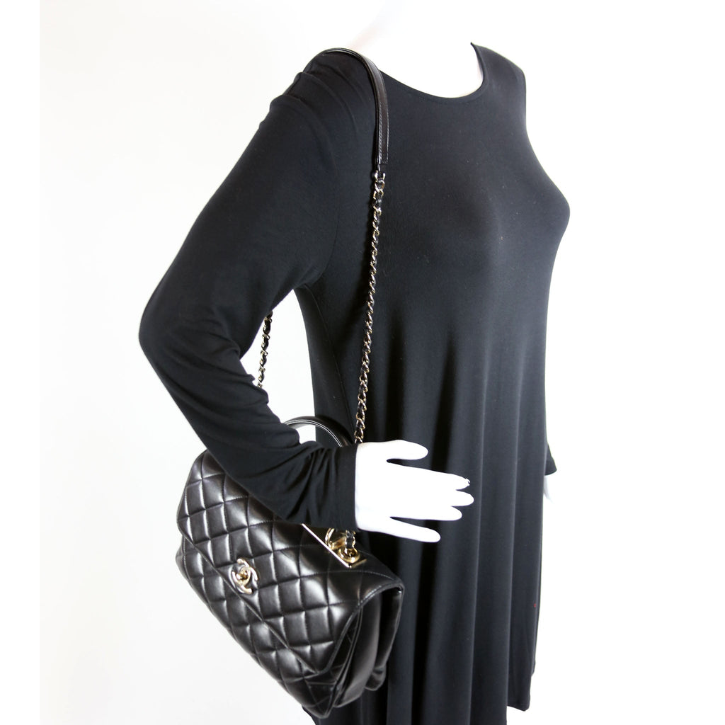 Trendy Top Handle Medium Lambskin 24M Black