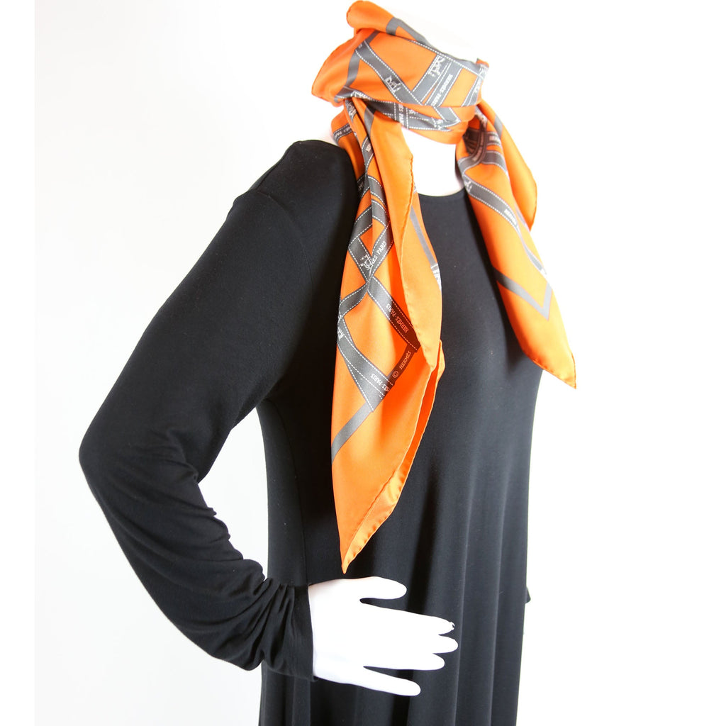 Bolduc 90CM Silk Scarf Orange