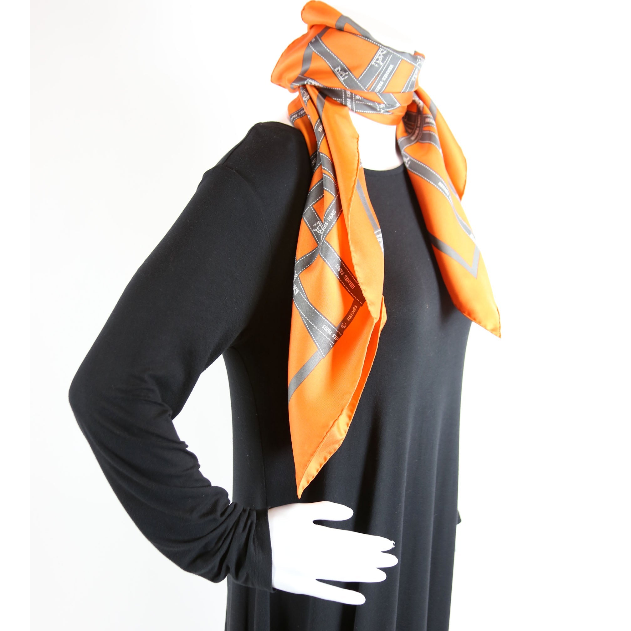 Bolduc 90CM Silk Scarf Orange