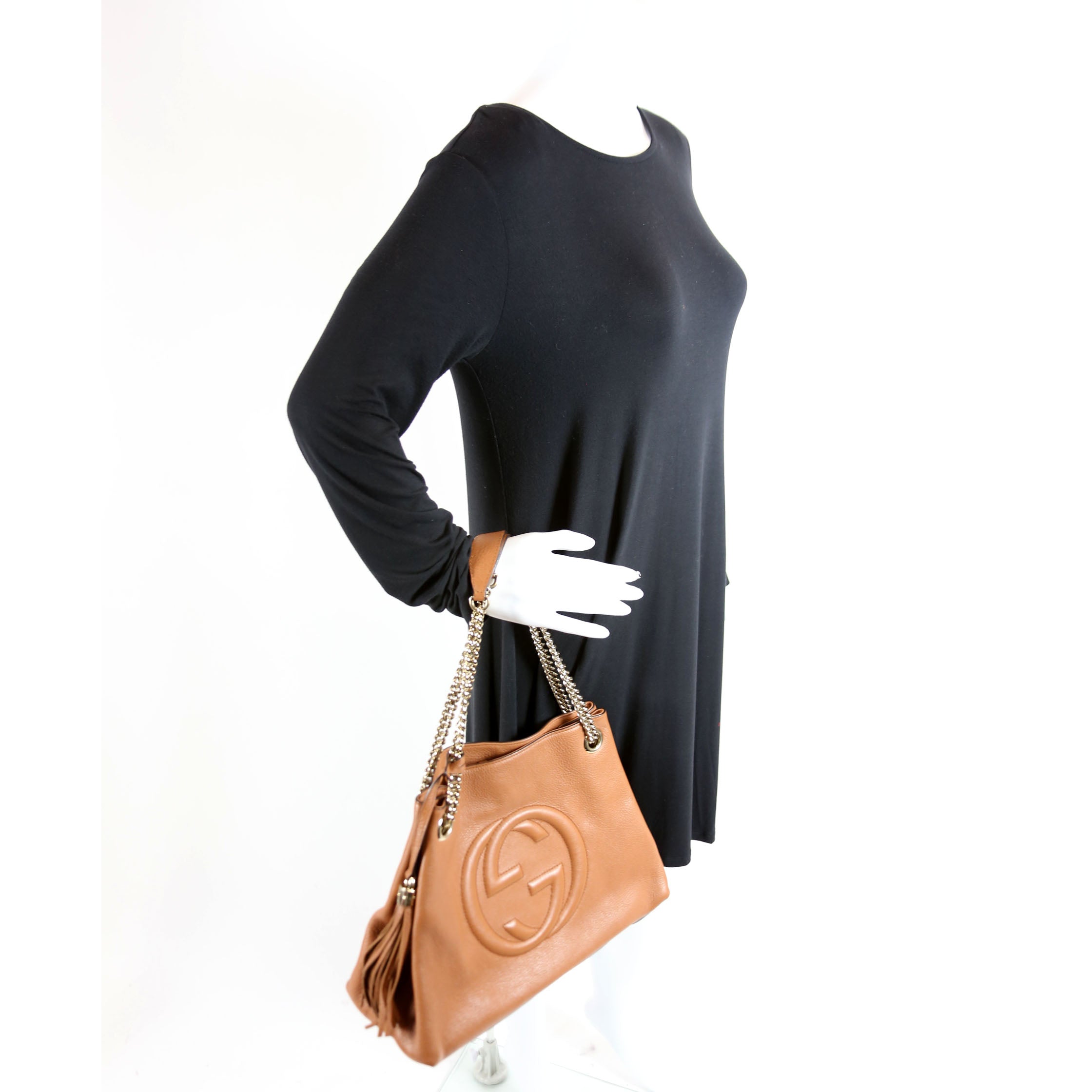308982 Soho Leather Shoulder Medium Brown