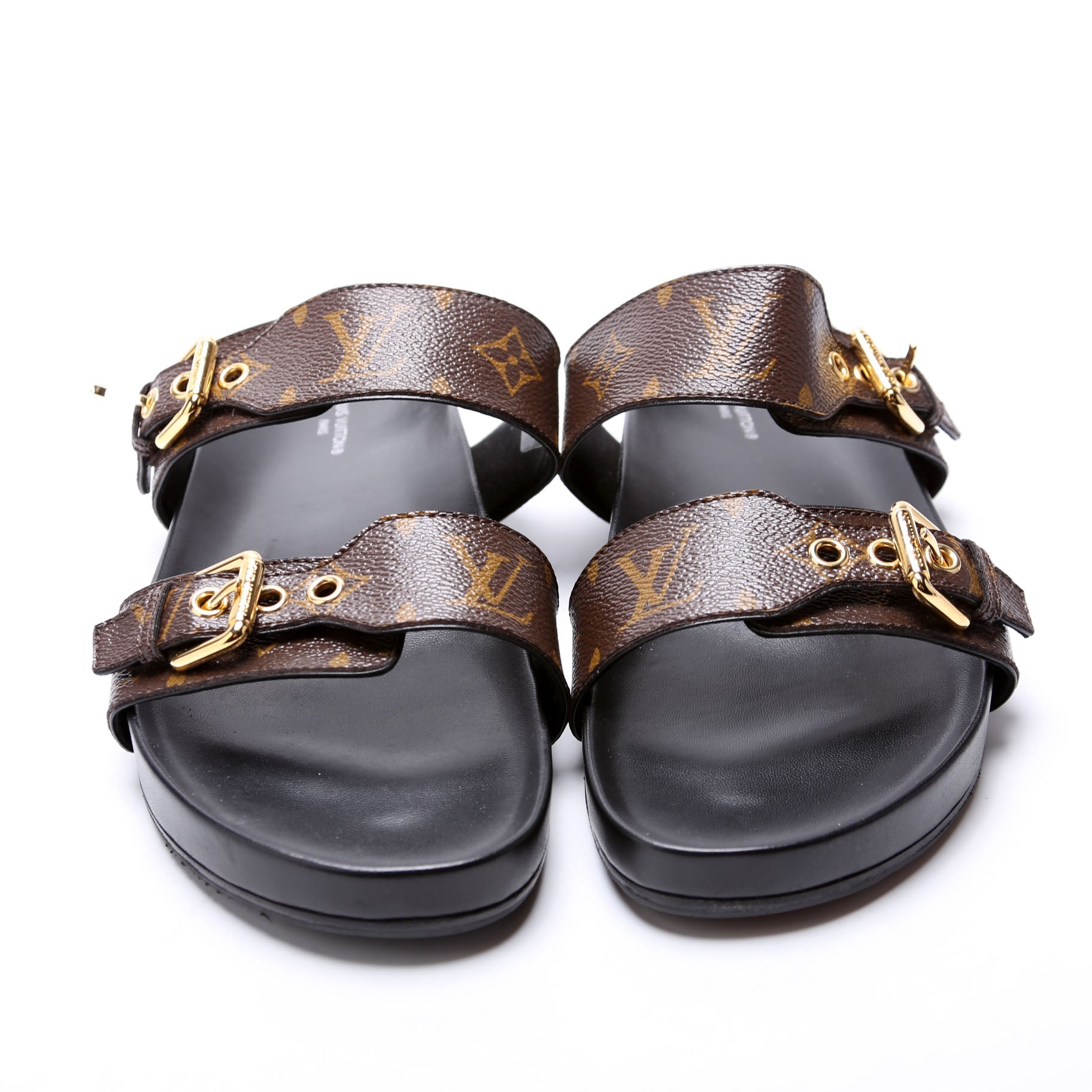 Bom Dia Flat Mules Monogram Size 41 Brown