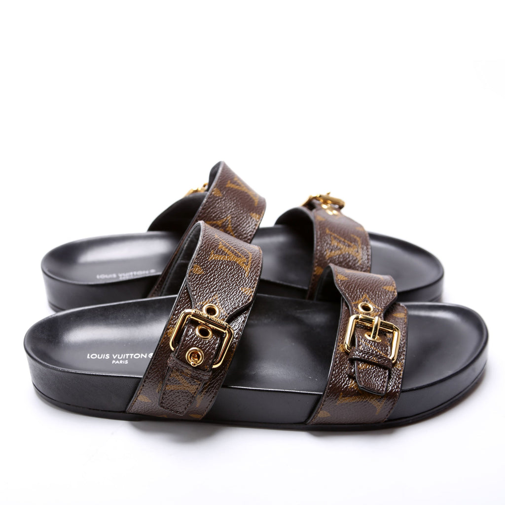 Bom Dia Flat Mules Monogram Size 41 Brown