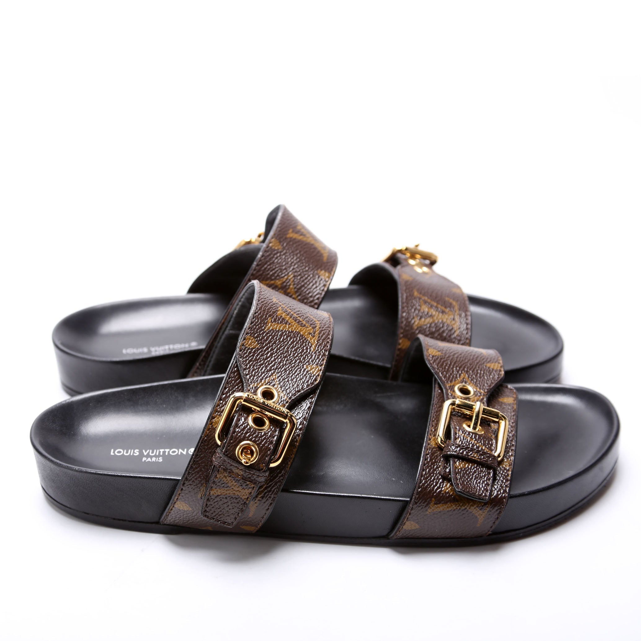 Bom Dia Flat Mules Monogram Size 41 Brown