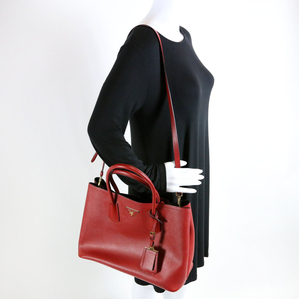 Saffiano Cuir Double Large Red