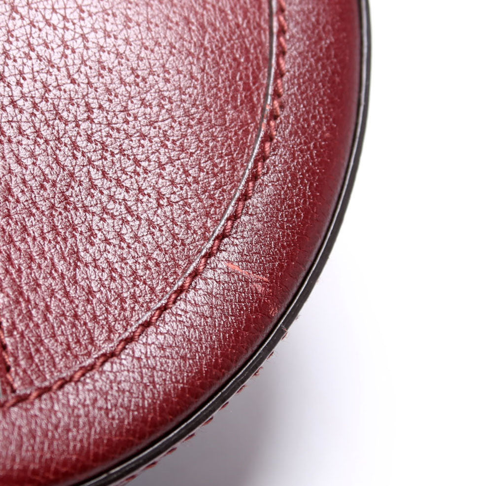 550618 Ophidia Leather Round Small Crossbody Burgundy