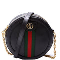 550618 Ophidia Leather Round Small Crossbody Black