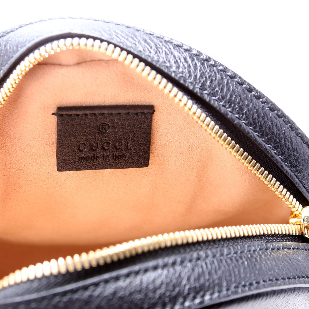 550618 Ophidia Leather Round Small Crossbody Black
