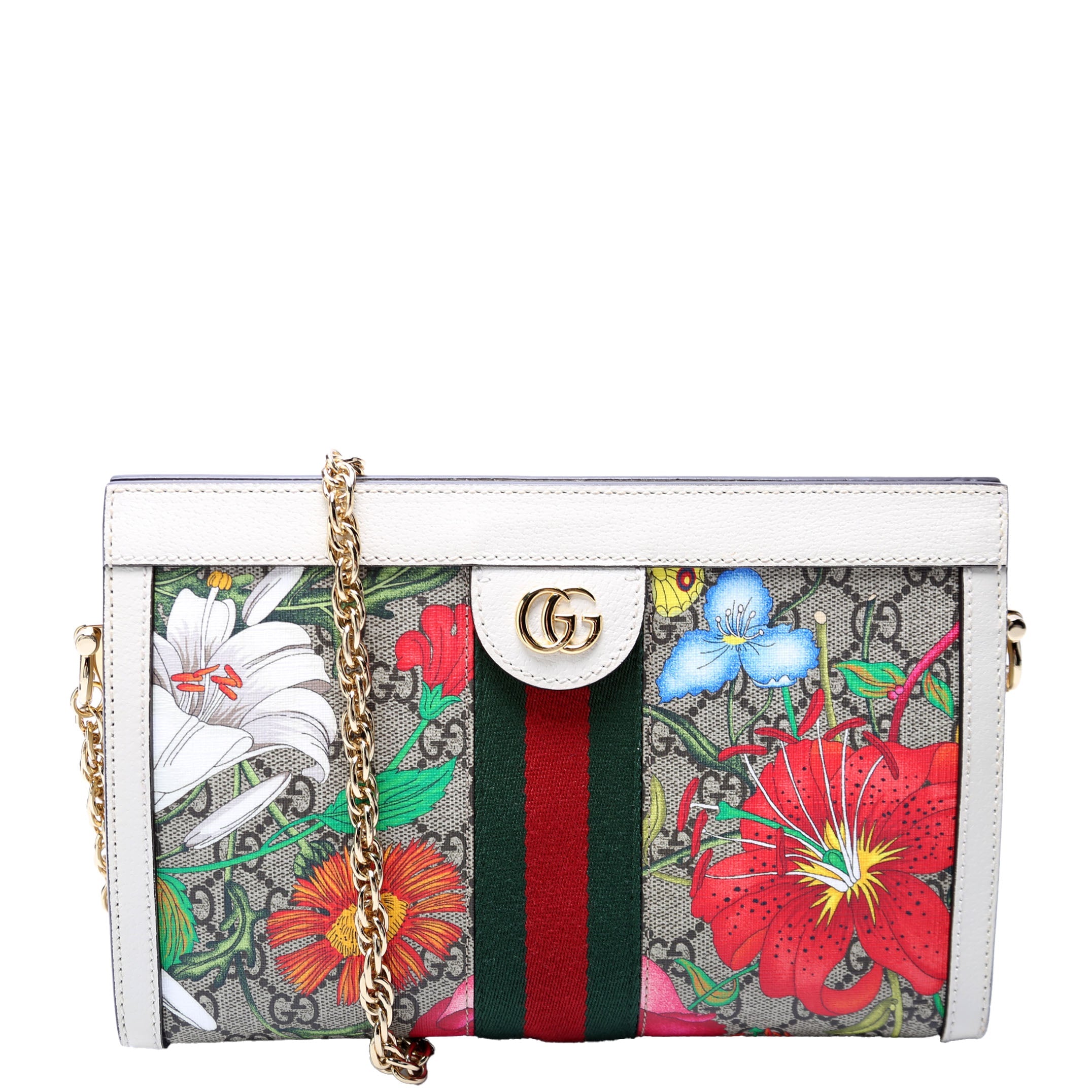 503877 GG Supreme Flora Ophidia Small Chain White
