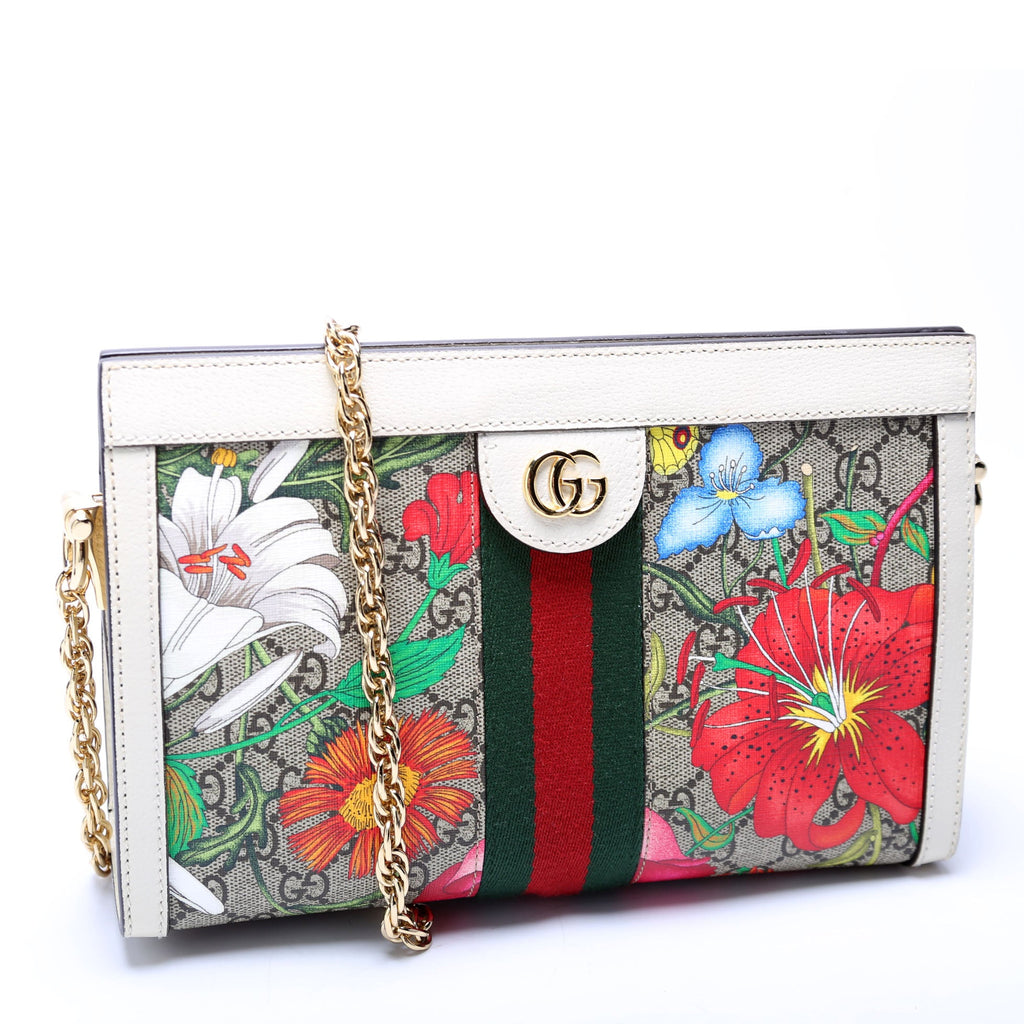 503877 GG Supreme Flora Ophidia Small Chain White