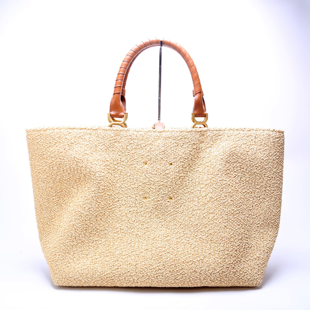 Marcie Raffia Tote Beige