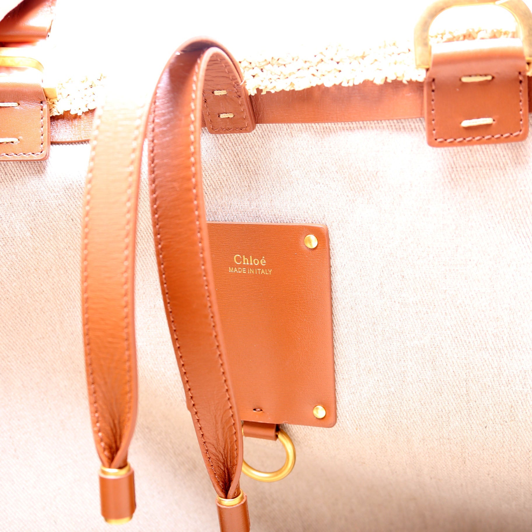 Marcie Raffia Tote Beige
